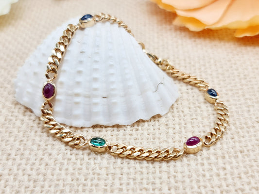 Armband Edelsteine 4,4mm 18,5cm 585 14 KT Gold