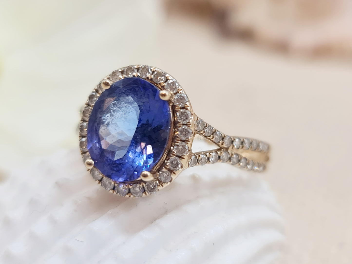 Ring Tansanit Brillanten 585 14 KT Gold Gr. 64