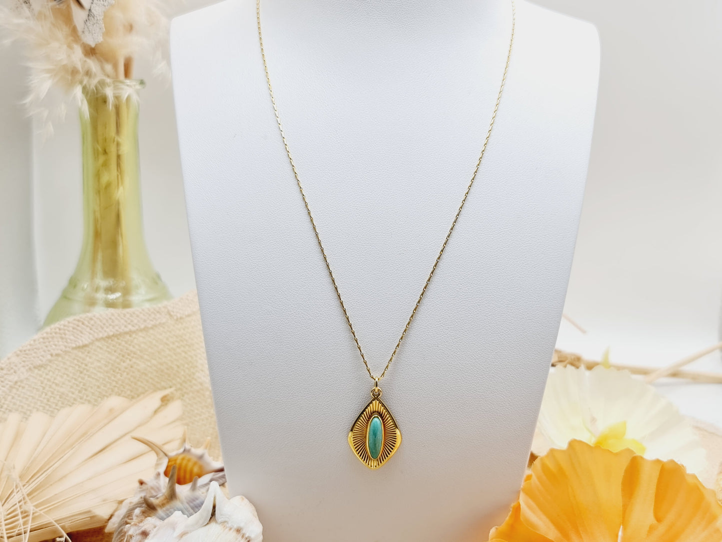 Collier Türkis 45cm 333 8 KT Gold