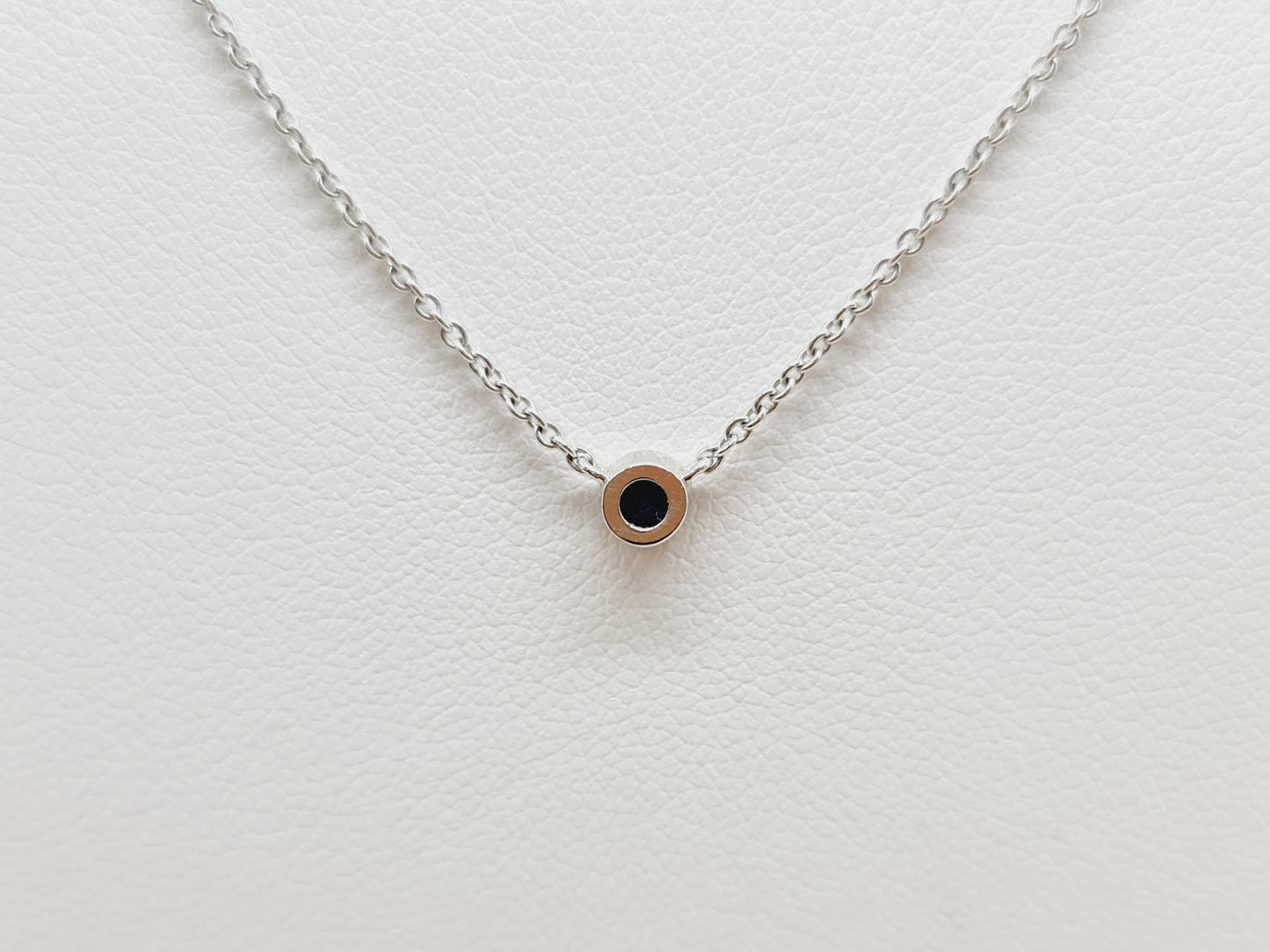 Collier Synt. Safir 42cm 585 14 KT Weißgold