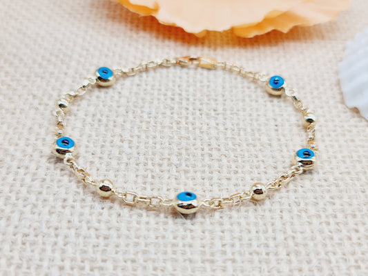 Armband Anker Evil Eye 6mm 19cm 585 14 KT Gold