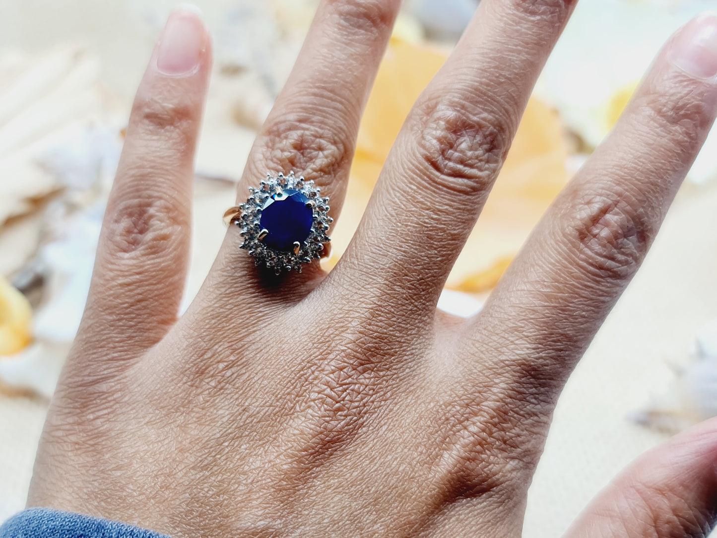 Ring Safire 375 9 KT Gold Gr. 50
