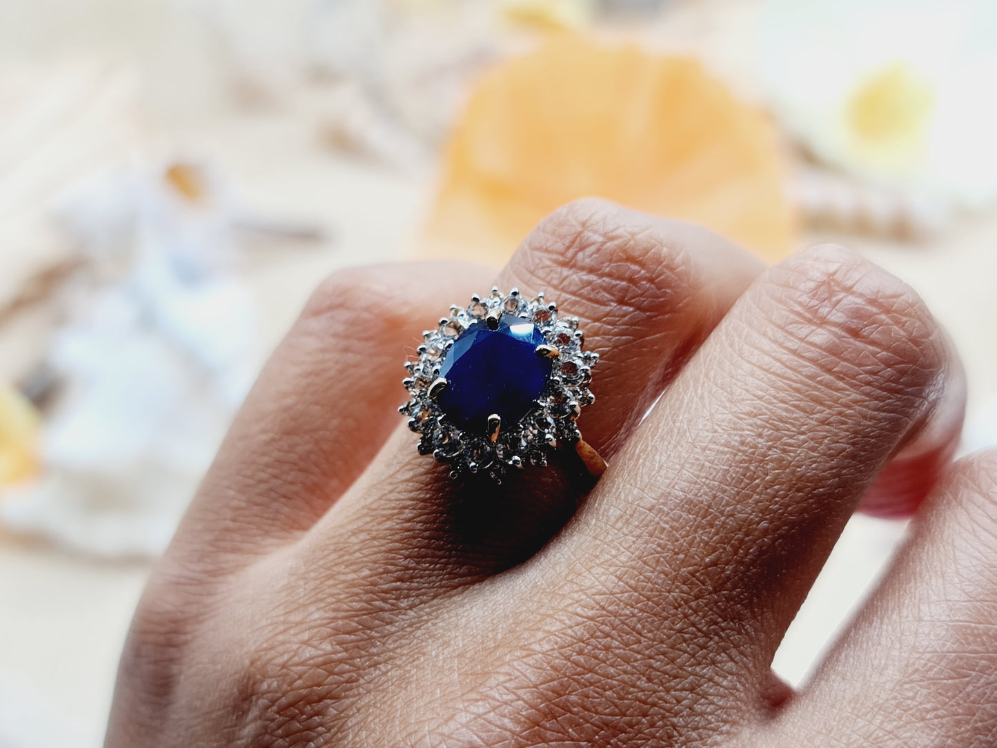 Ring Safire 375 9 KT Gold Gr. 50