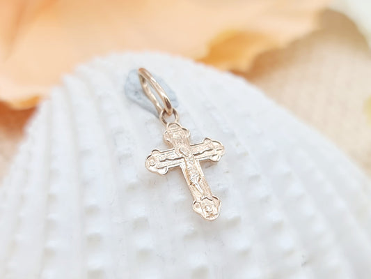 Anhänger russisches Kreuz 585 14 KT Rotgold