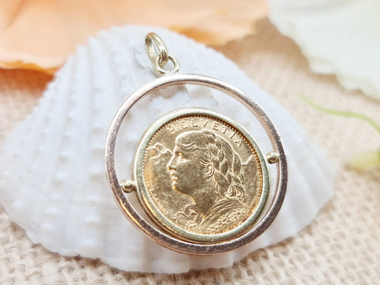 Anhänger 10 Franken Schweiz 585 14 KT Gold