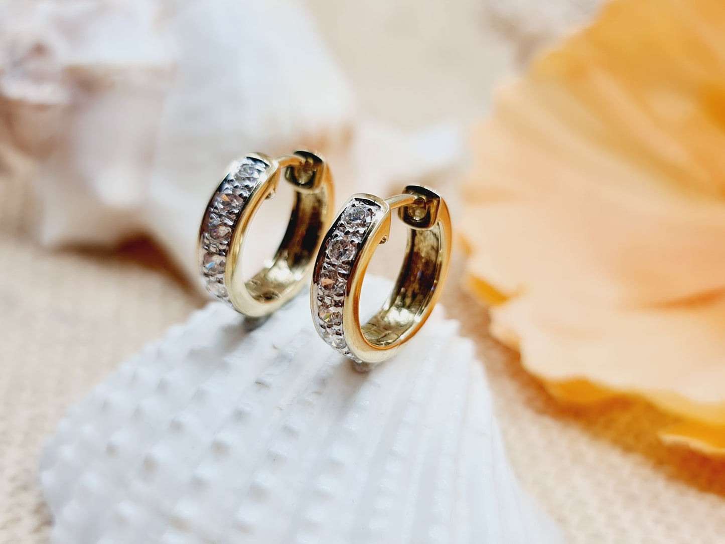 Ohrringe Creolen Zirkonia 333 8 KT Gold