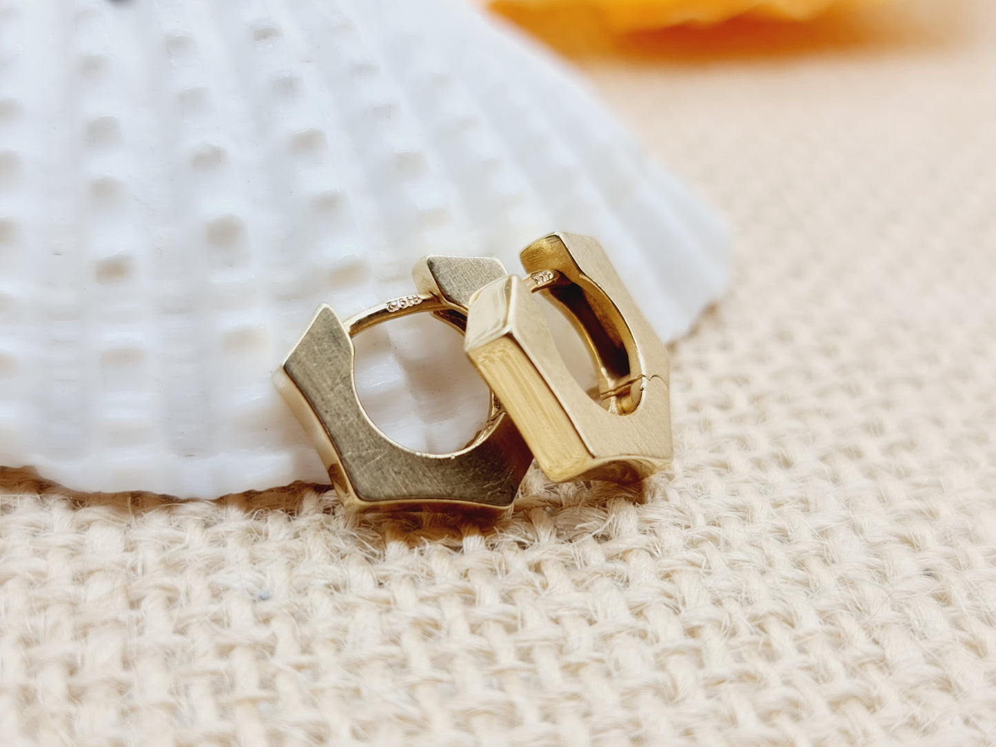 Ohrringe Creolen Eckig 375 9 KT Gold
