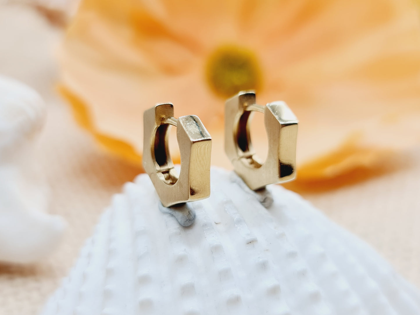 Ohrringe Creolen Eckig 375 9 KT Gold