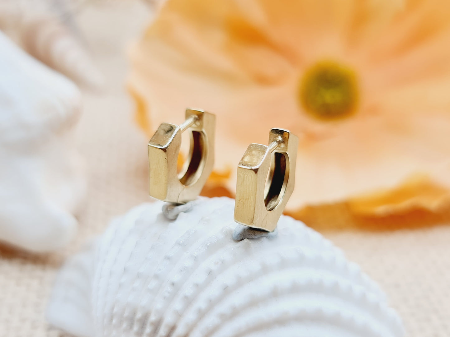 Ohrringe Creolen Eckig 375 9 KT Gold