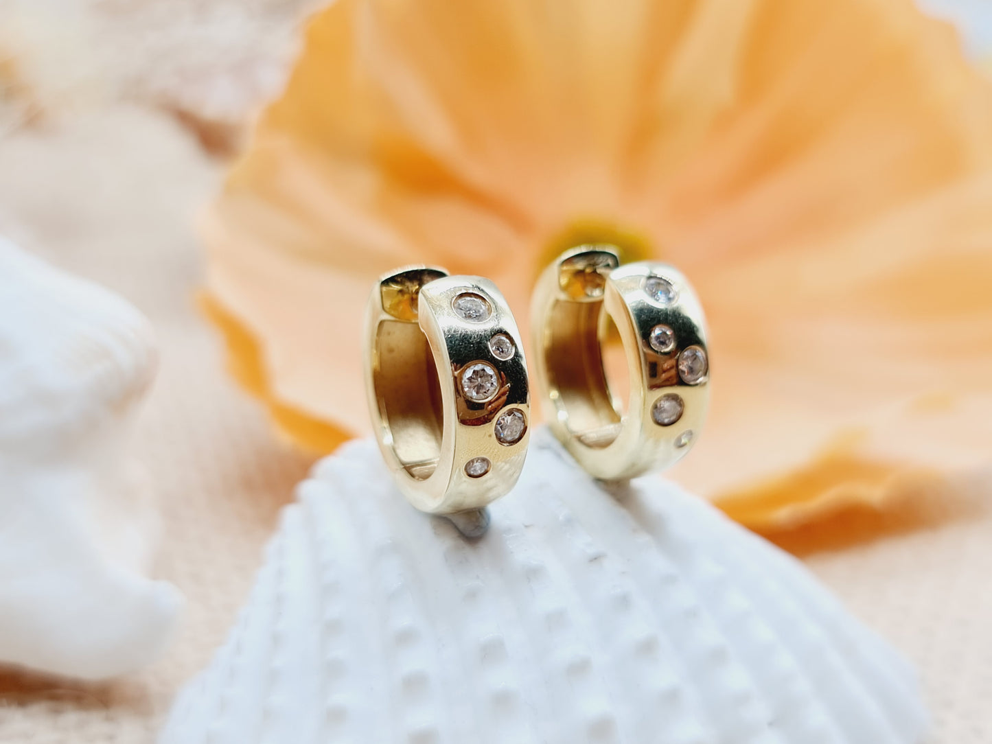 Ohrringe Creolen Brillanten 585 14 KT Gold