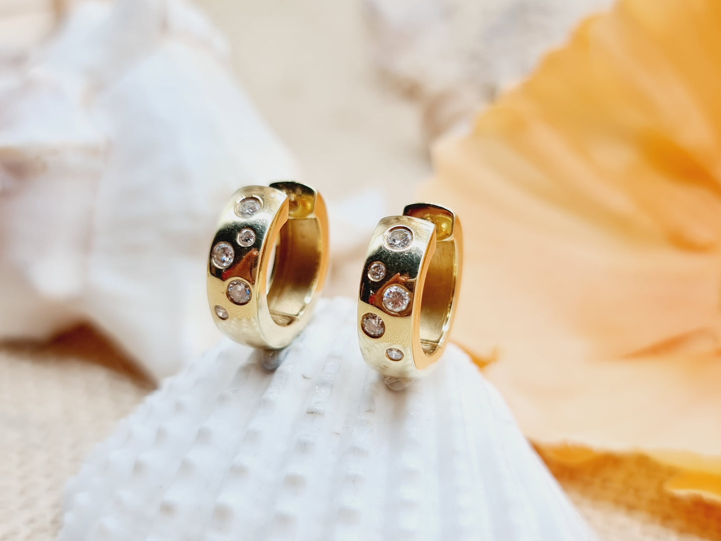 Ohrringe Creolen Brillanten 585 14 KT Gold
