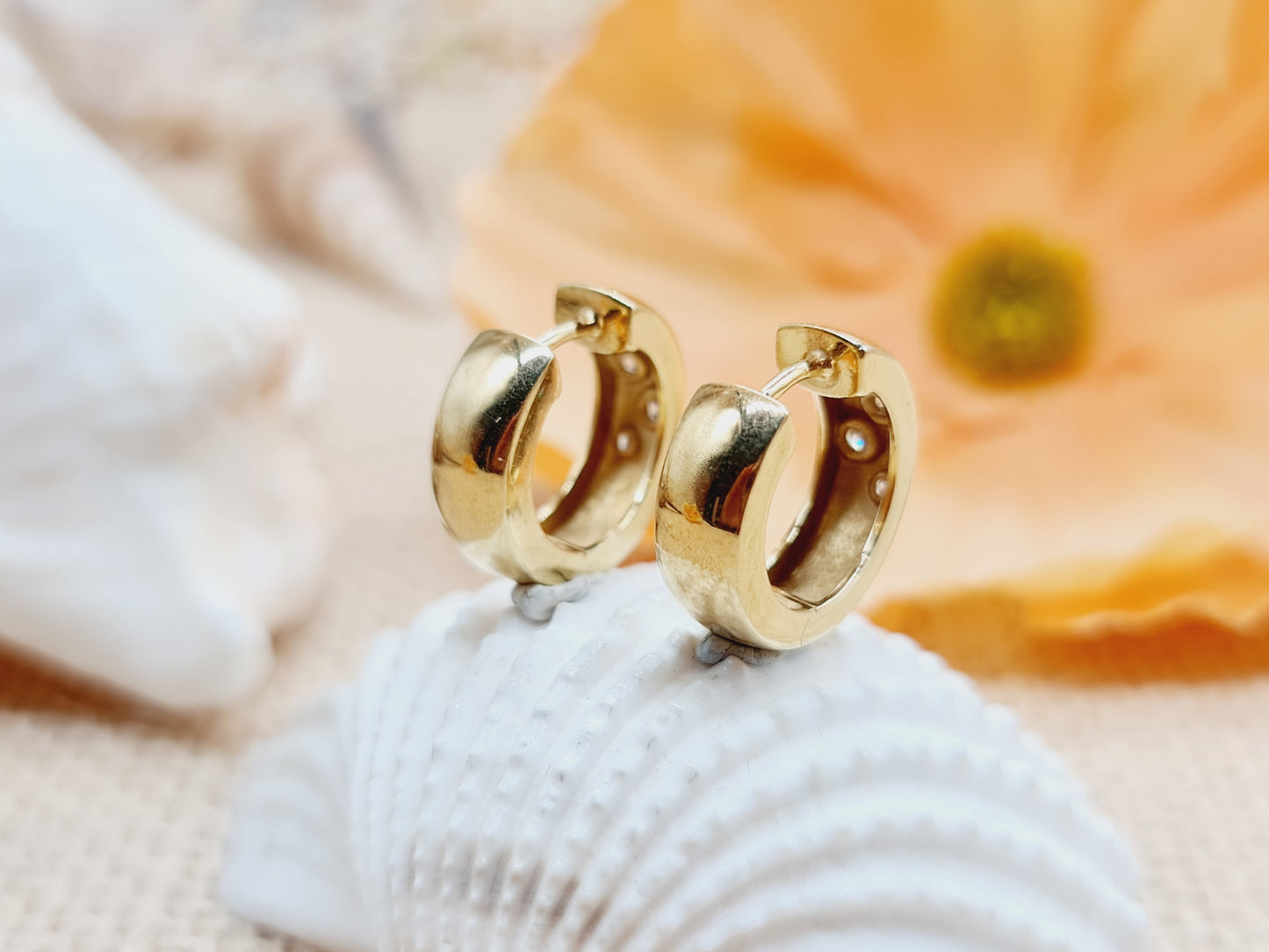 Ohrringe Creolen Brillanten 585 14 KT Gold