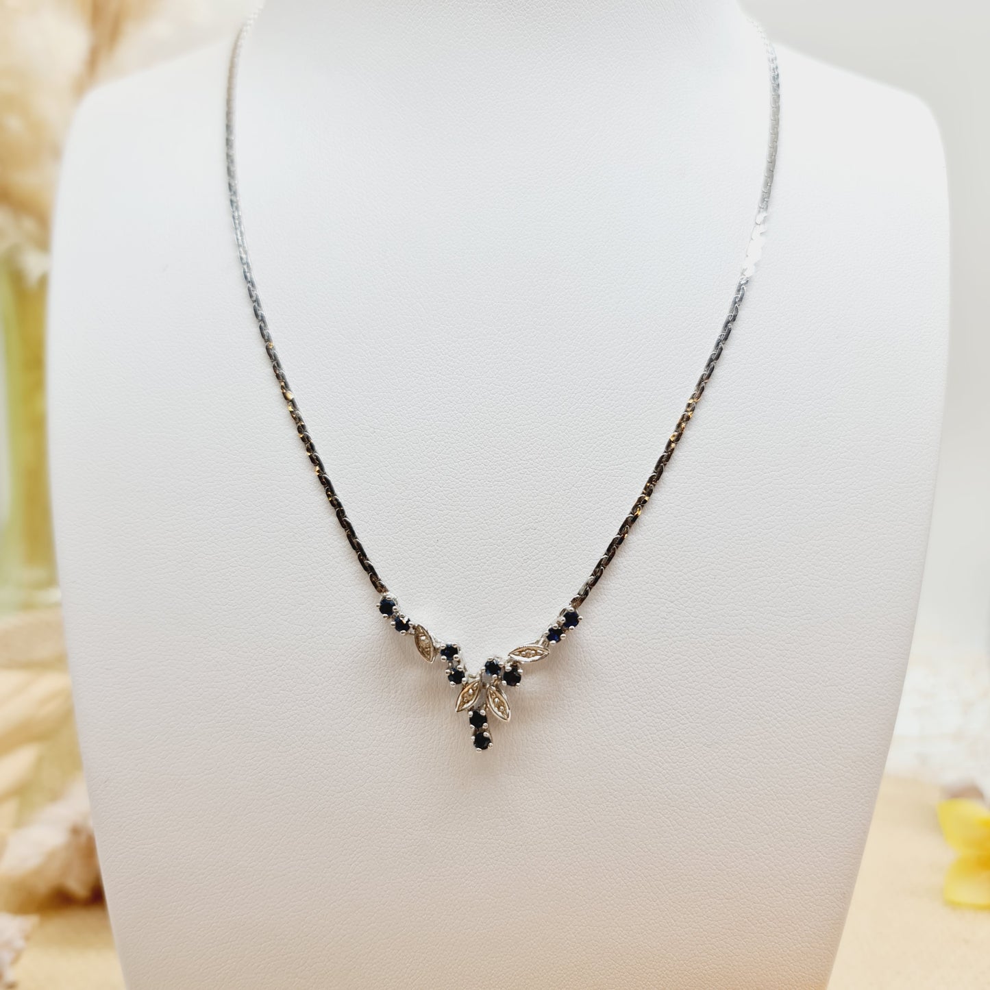 Collier Safire Brillanten 41cm 585 14 KT Gold