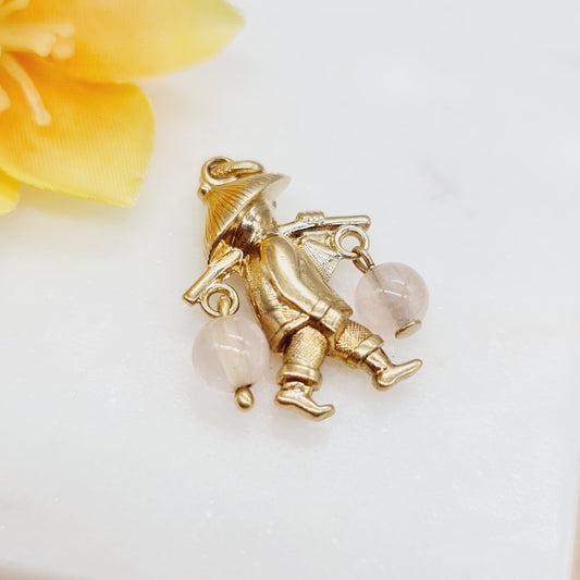 Anhänger Figur Rosenquarz 333 8 KT Gold