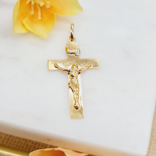 Anhänger Kreuz Jesus 750 18 KT Gold