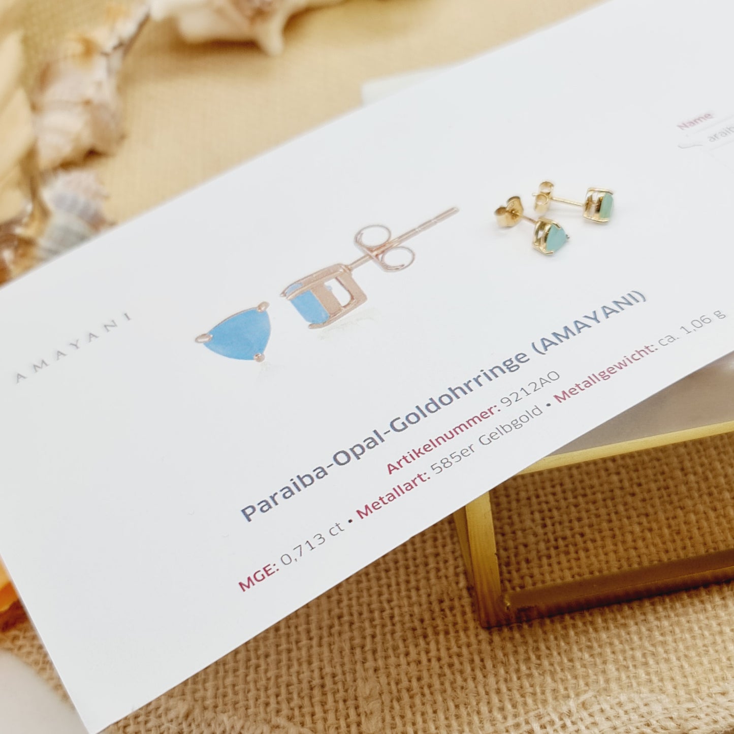 Ohrringe Paraiba Opale 585 14 KT Gold