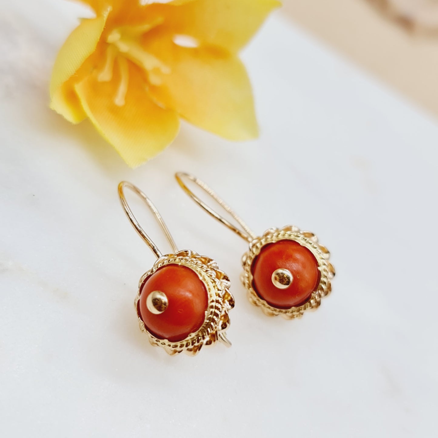 Ohrringe Koralle 585 14 KT Gold