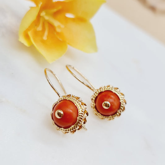 Ohrringe Koralle 585 14 KT Gold