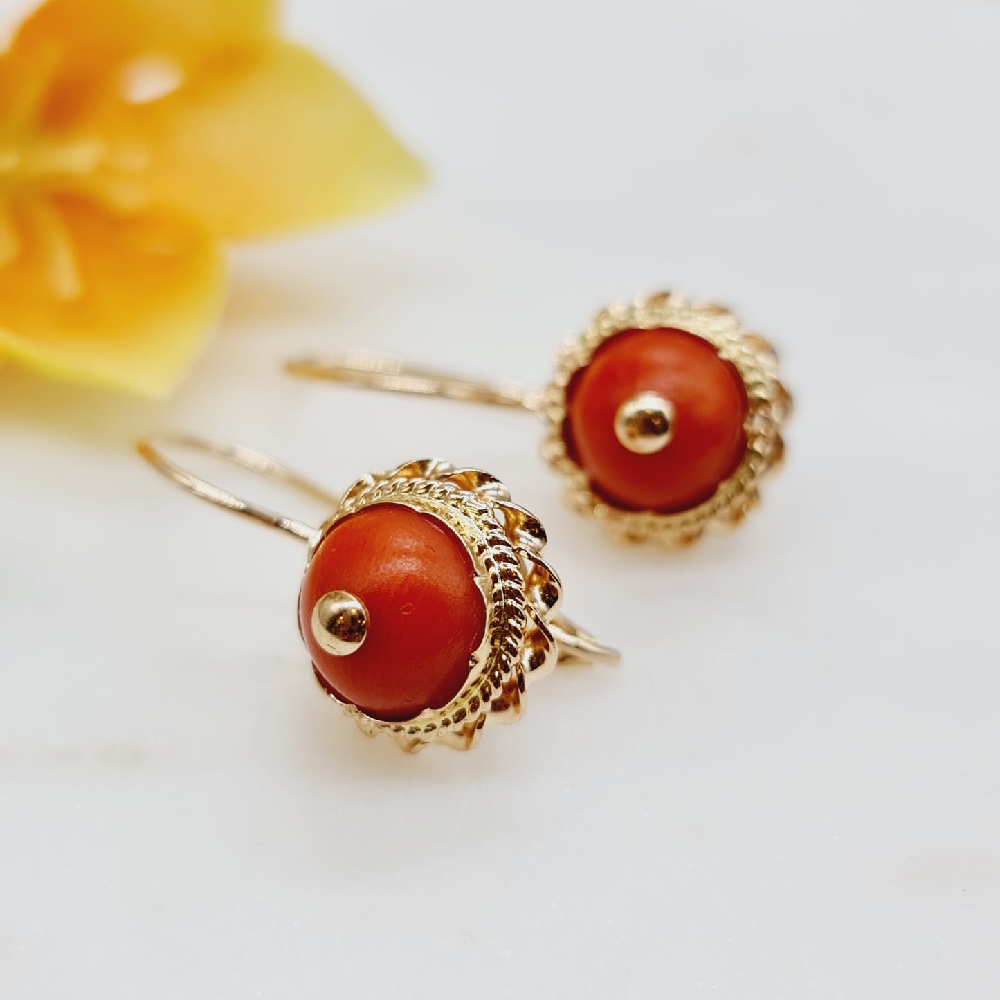 Ohrringe Koralle 585 14 KT Gold