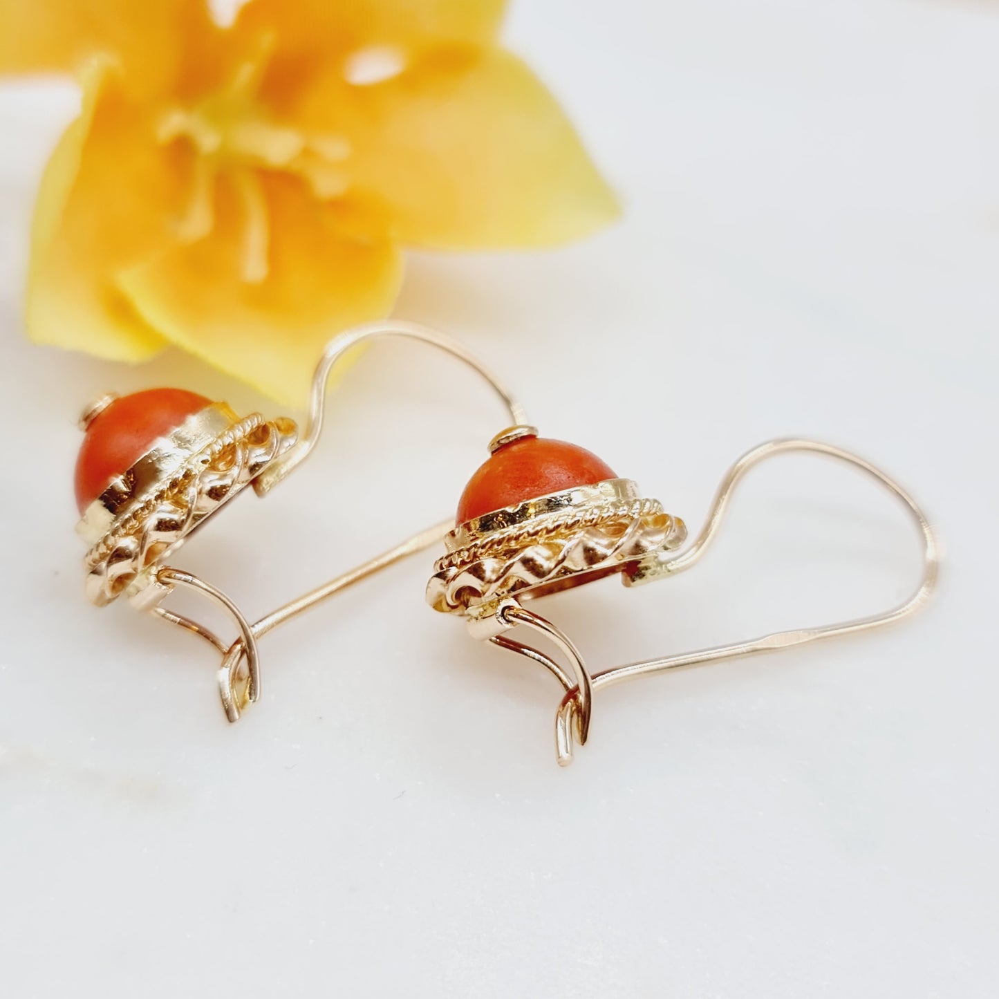 Ohrringe Koralle 585 14 KT Gold