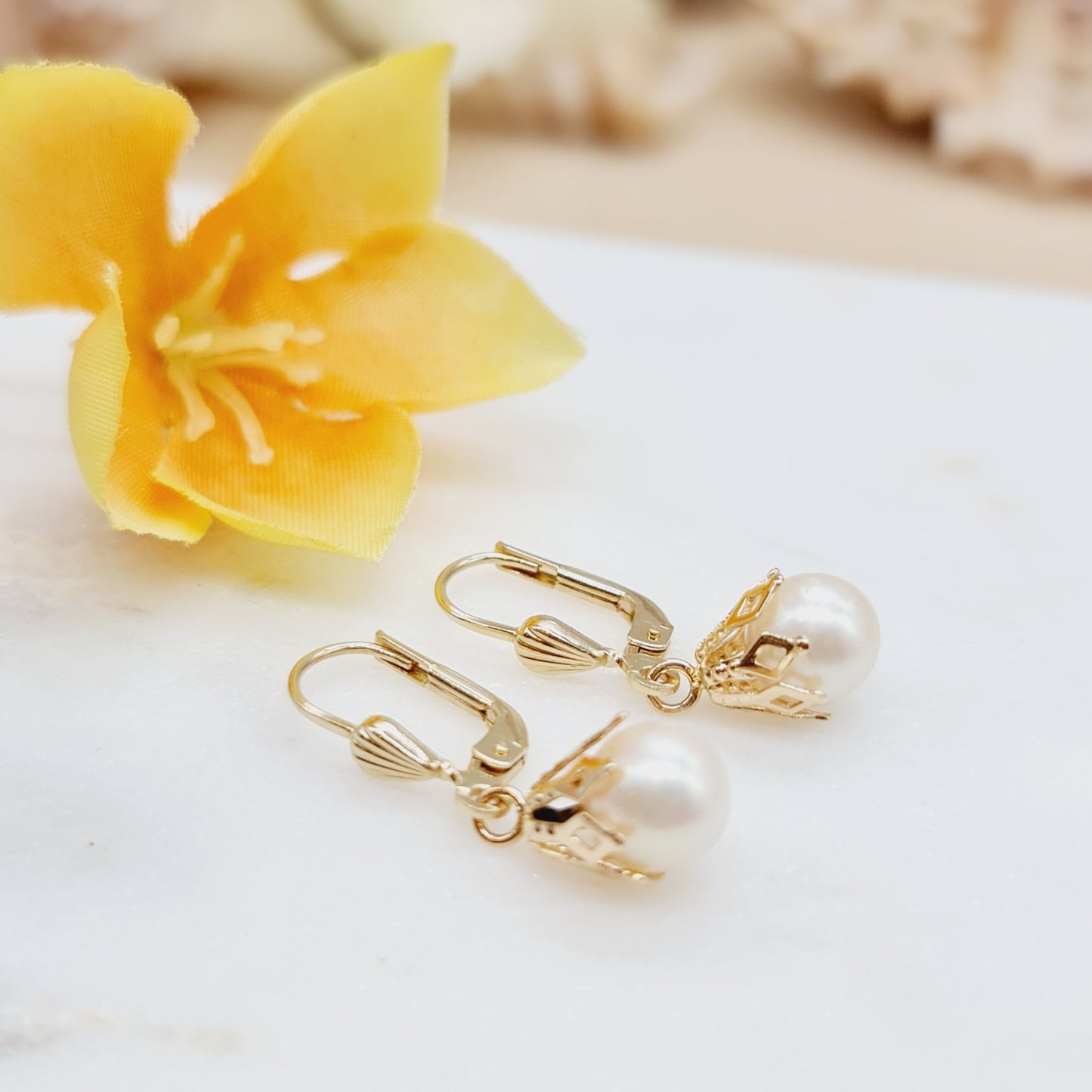 Ohrringe Perlen 585 14 KT Gold