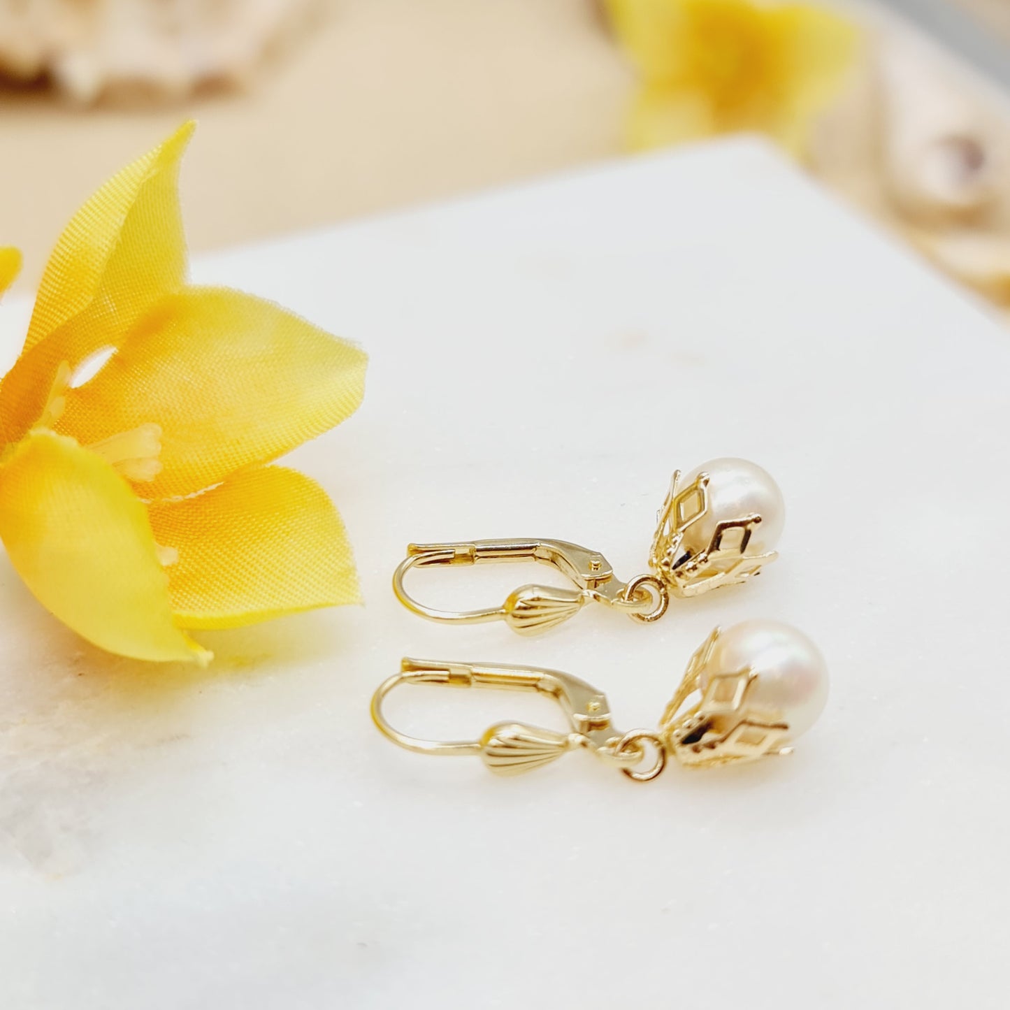 Ohrringe Perlen 585 14 KT Gold