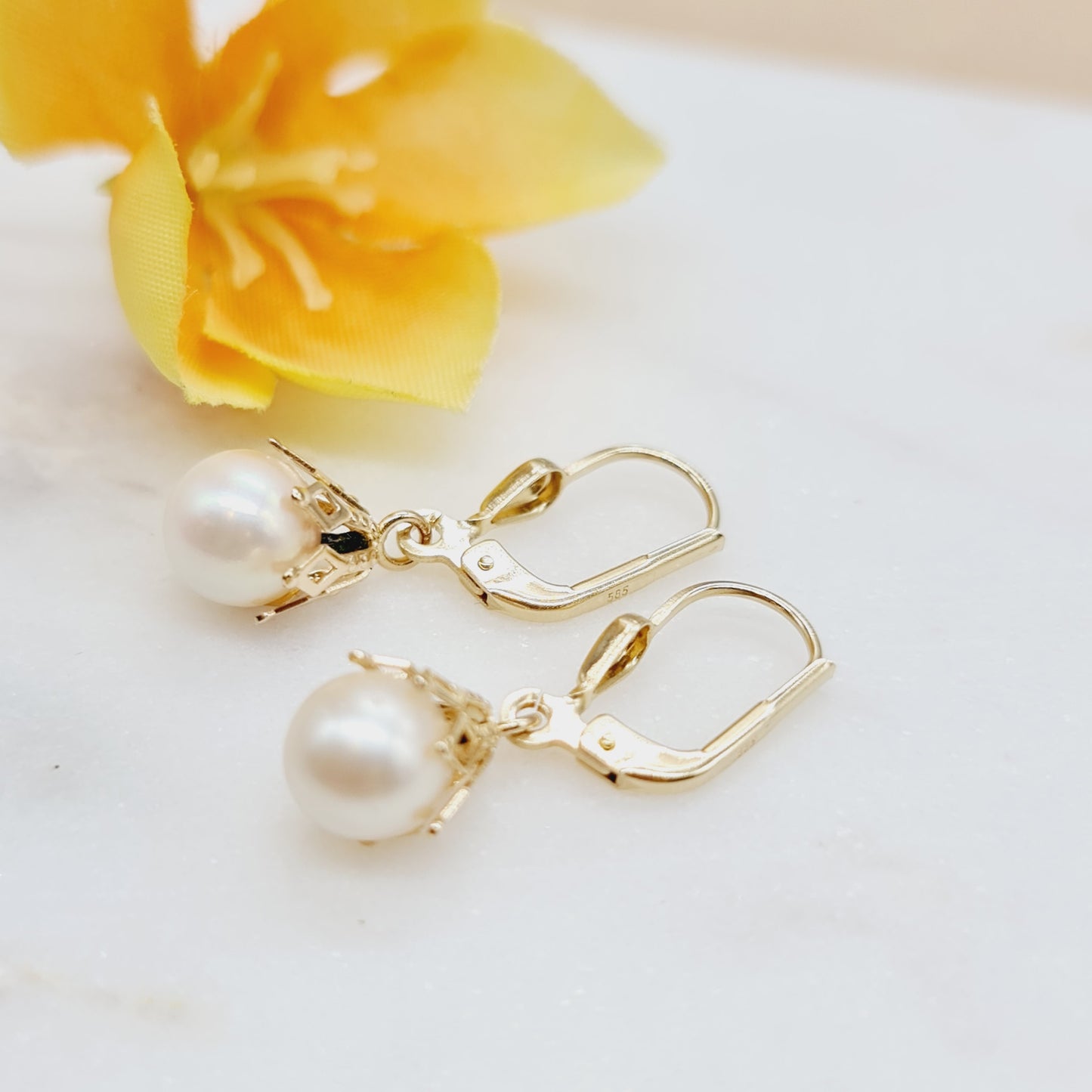 Ohrringe Perlen 585 14 KT Gold