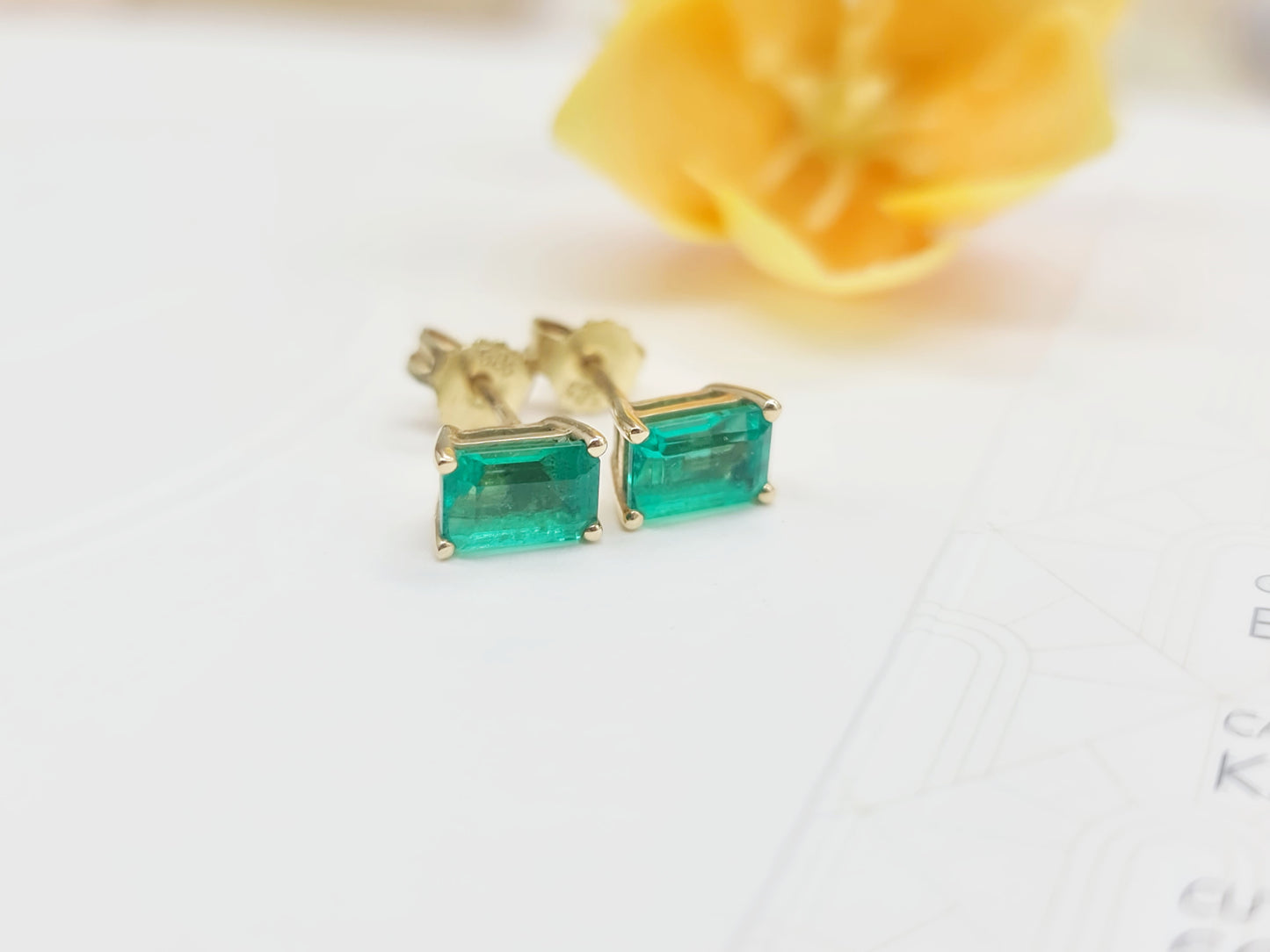 Ohrringe Lab Grown Smaragd 585 14 KT Gold