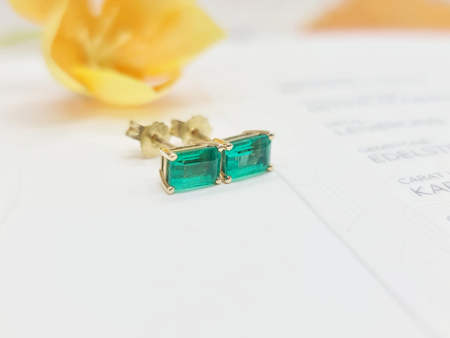 Ohrringe Lab Grown Smaragd 585 14 KT Gold