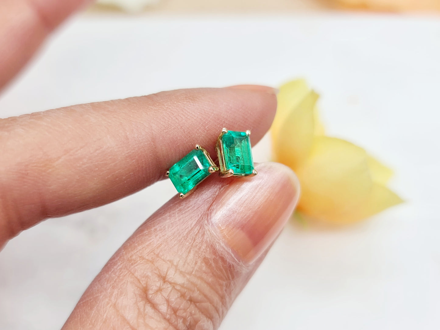 Ohrringe Lab Grown Smaragd 585 14 KT Gold