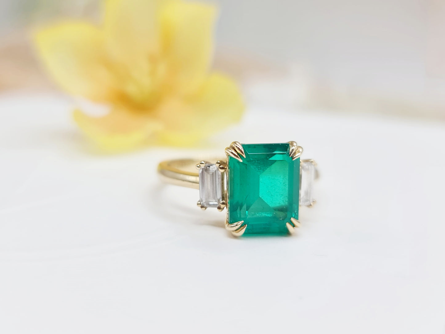 Ring Lab Grown Diamanten Smaragd 585 14 KT Gold