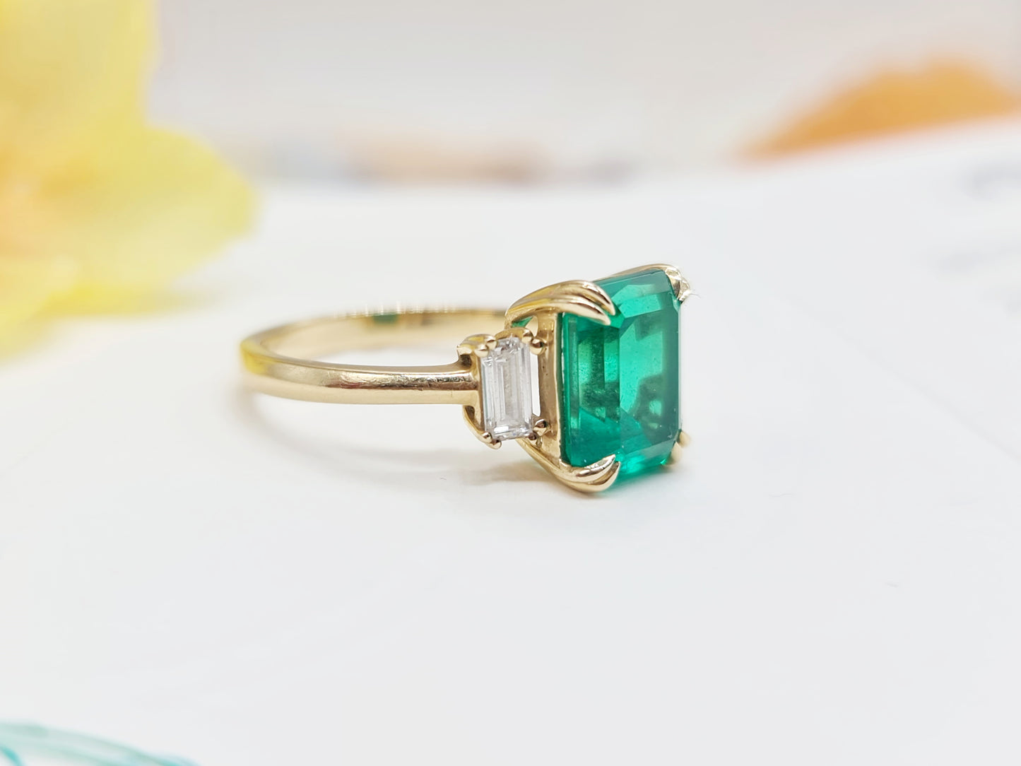 Ring Lab Grown Diamanten Smaragd 585 14 KT Gold