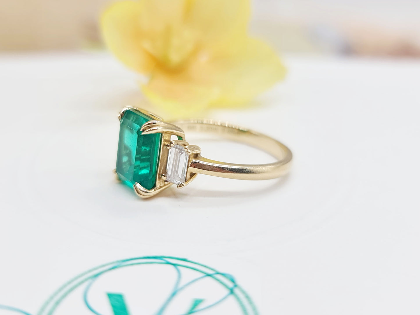 Ring Lab Grown Diamanten Smaragd 585 14 KT Gold