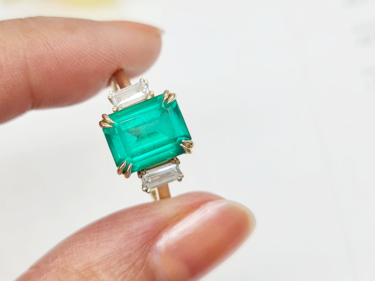 Ring Lab Grown Diamanten Smaragd 585 14 KT Gold