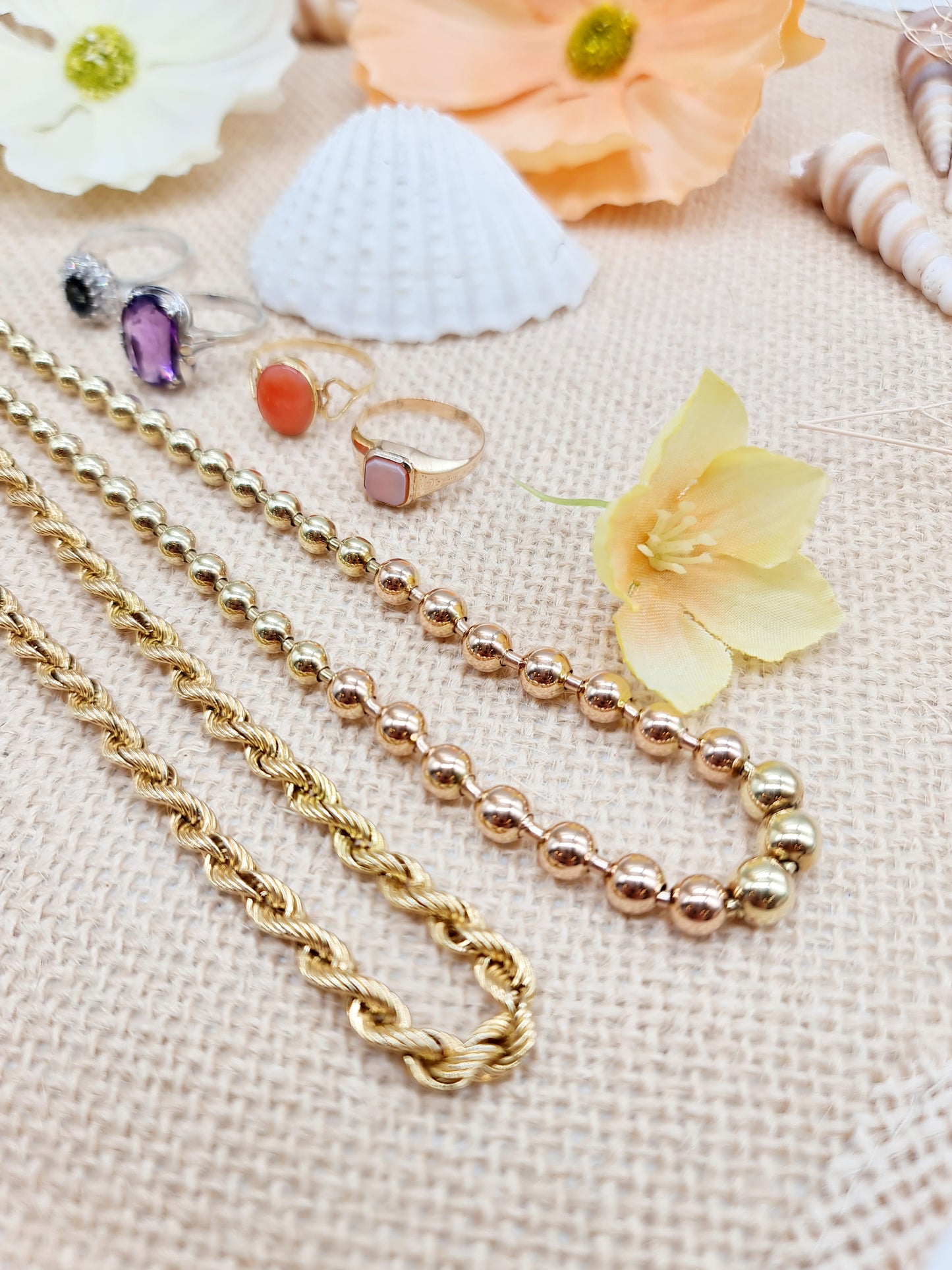 Collier Kugeln 3,9-6,5mm 44cm 585 14 KT Gelbgold Rotgold