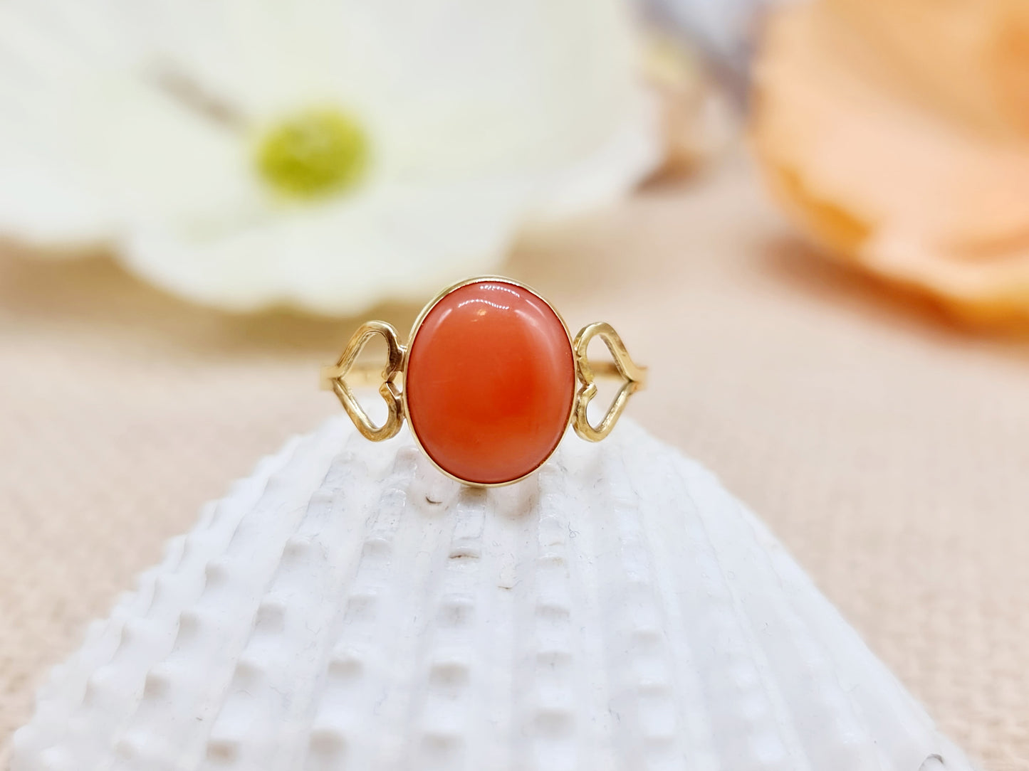 Ring Koralle 750 18 KT Gold Gr. 58