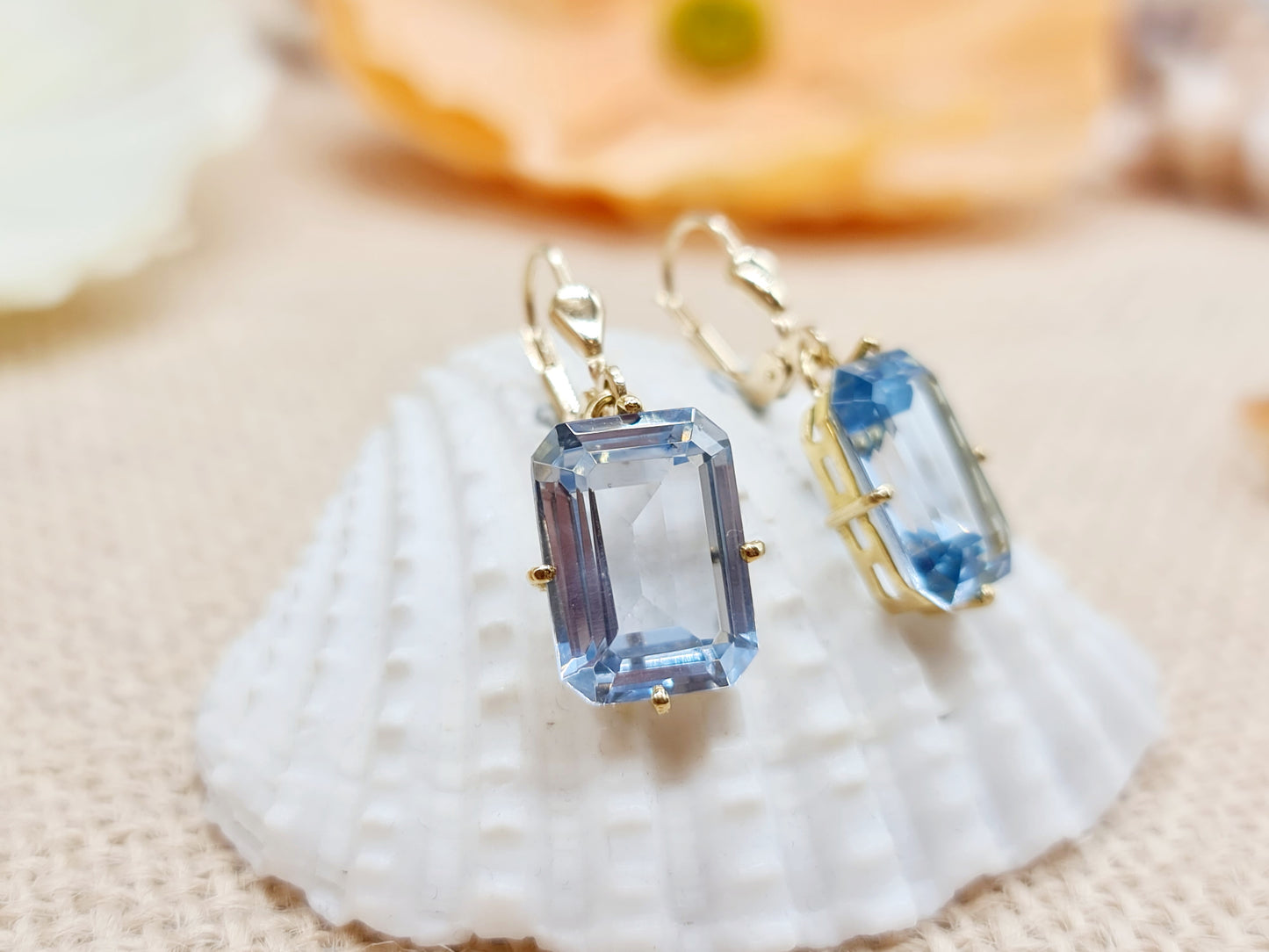 Ohrringe blauer Spinell 585 14 KT Gold