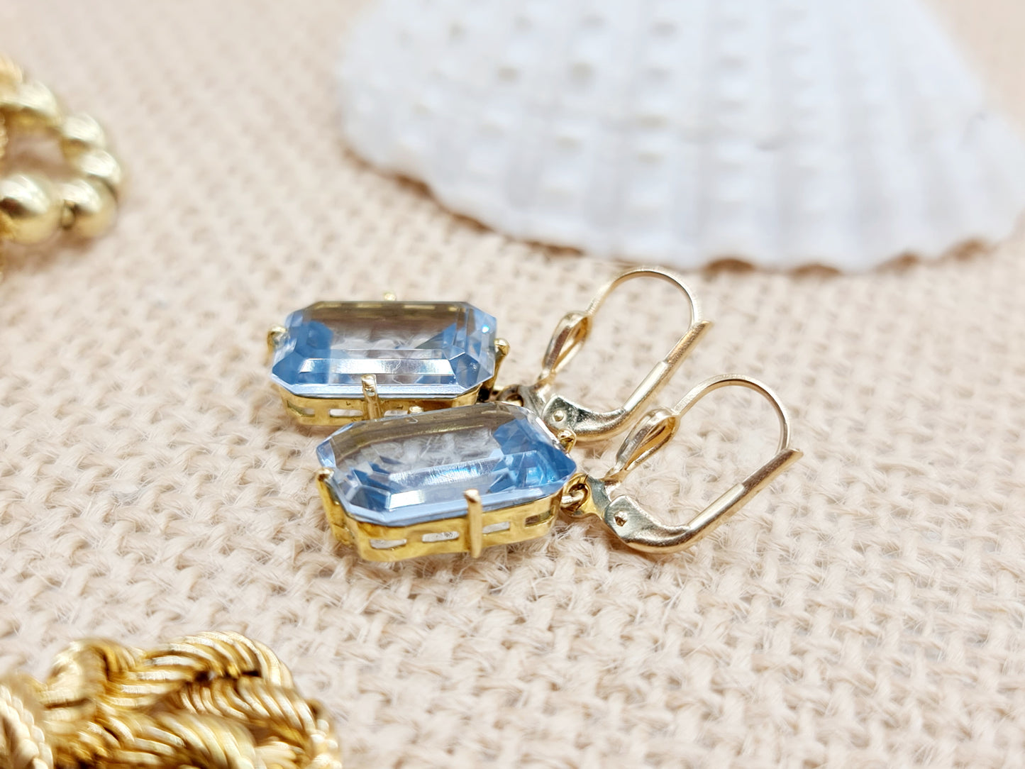 Ohrringe blauer Spinell 585 14 KT Gold