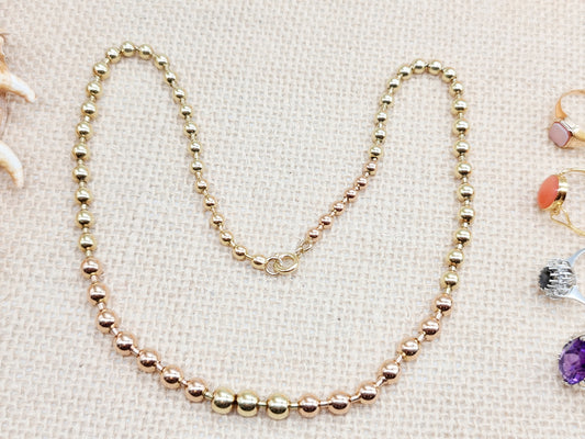 Collier Kugeln 3,9-6,5mm 44cm 585 14 KT Gelbgold Rotgold