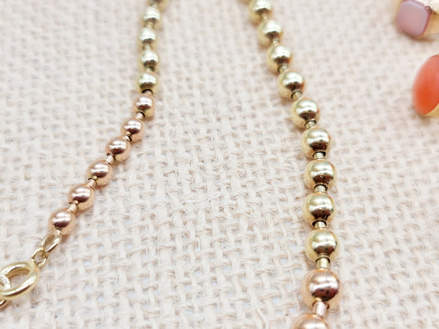 Collier Kugeln 3,9-6,5mm 44cm 585 14 KT Gelbgold Rotgold