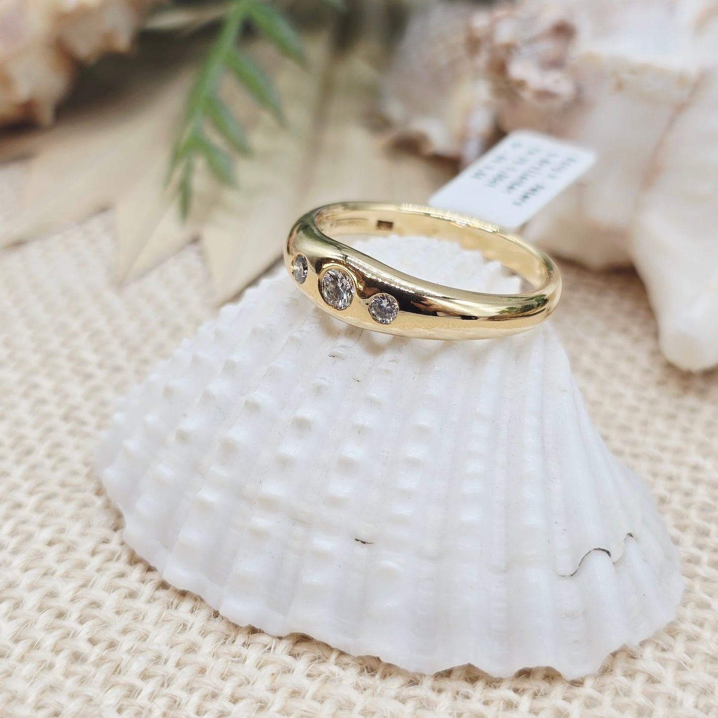 Ring 3 Brillanten TW VS 0,35ct 750 18 KT Gold Gr. 69