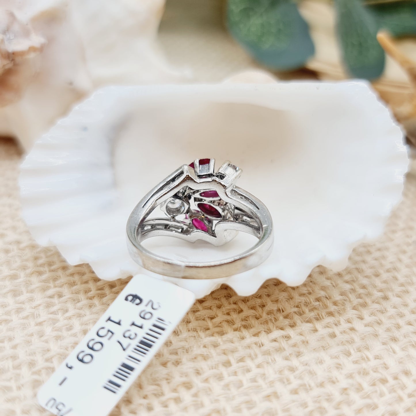 Ring Weißgold Rubine Diamanten 750 18 KT Gold Gr. 55
