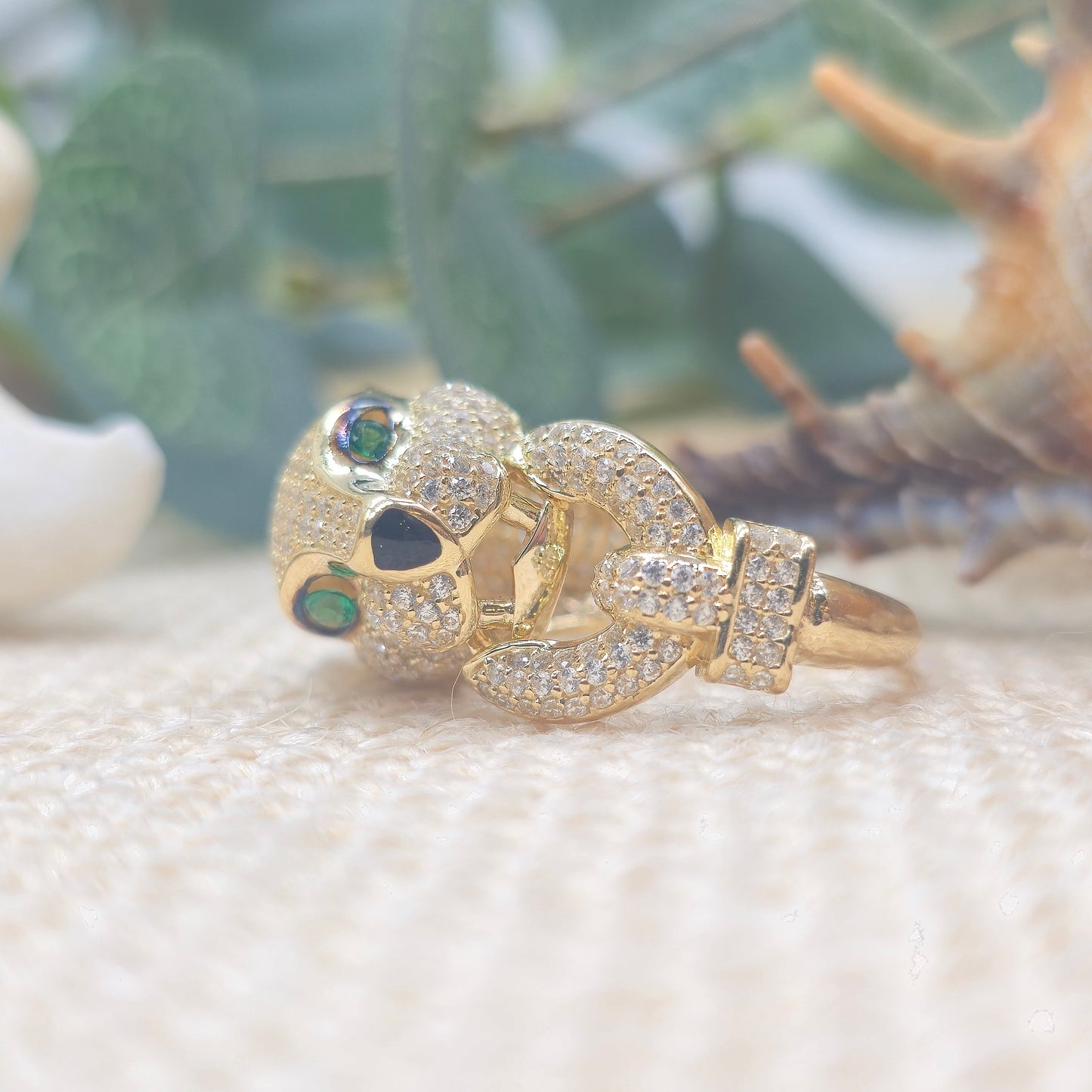 Ring Gepard Zirkonia 585 14 KT Gold Gr. 56