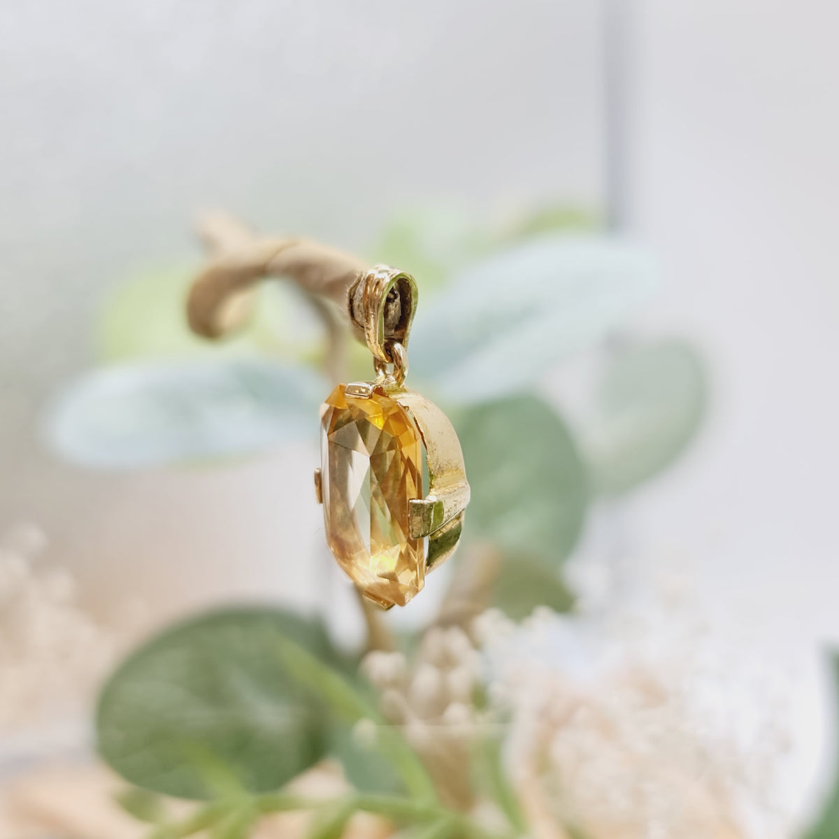 Anhänger Gold 333 8kt Citrin Gr: 23*11mm