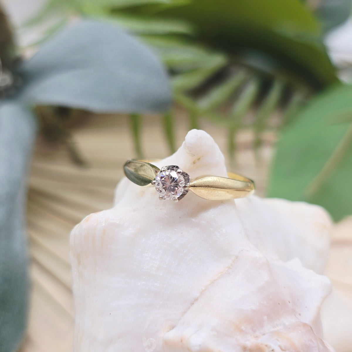 Ring 585 14 KT Bicolor 1 Brillant ca. 0,27ct IF F Gr: 61