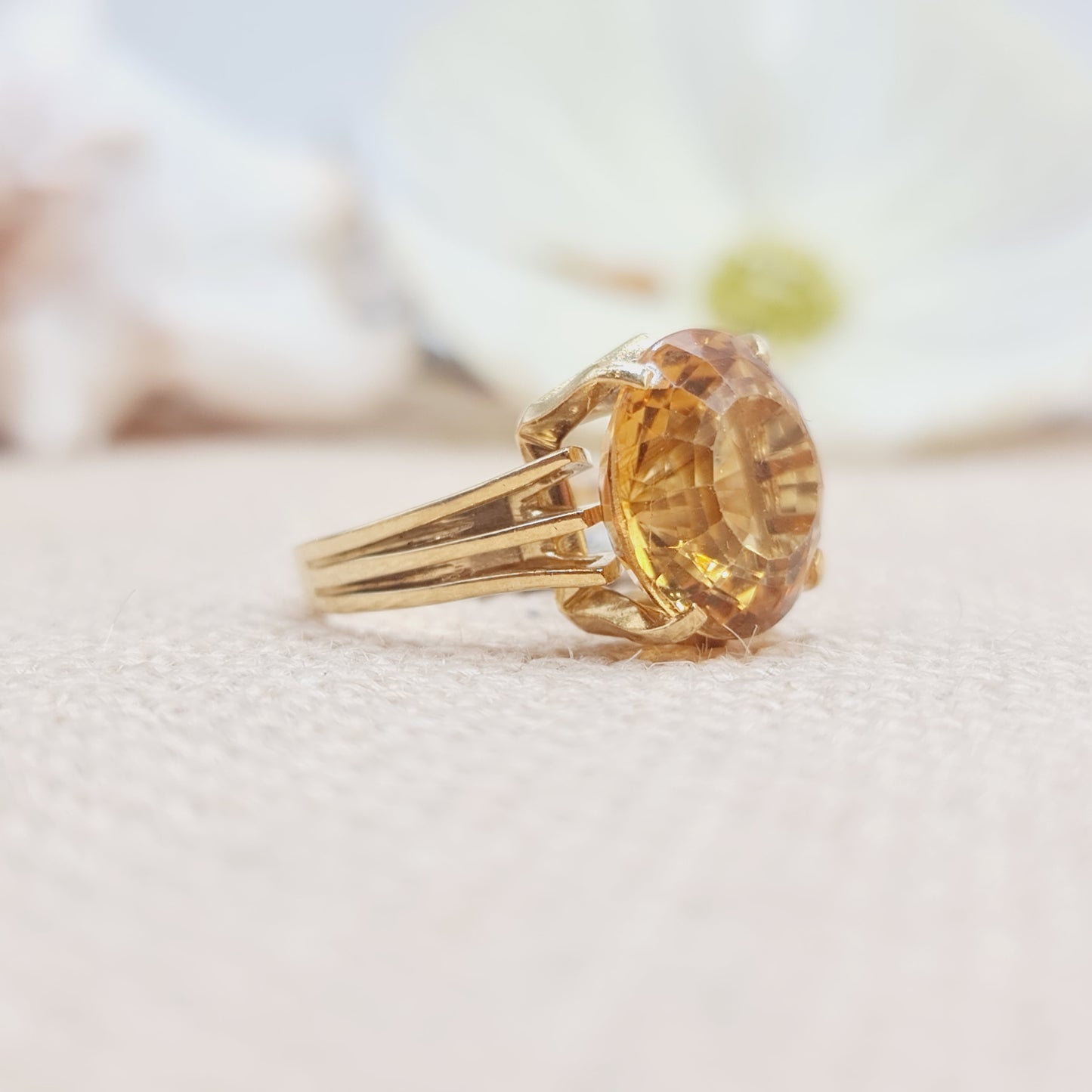 Ring Citrin 750 18 KT Gold Gr. 61