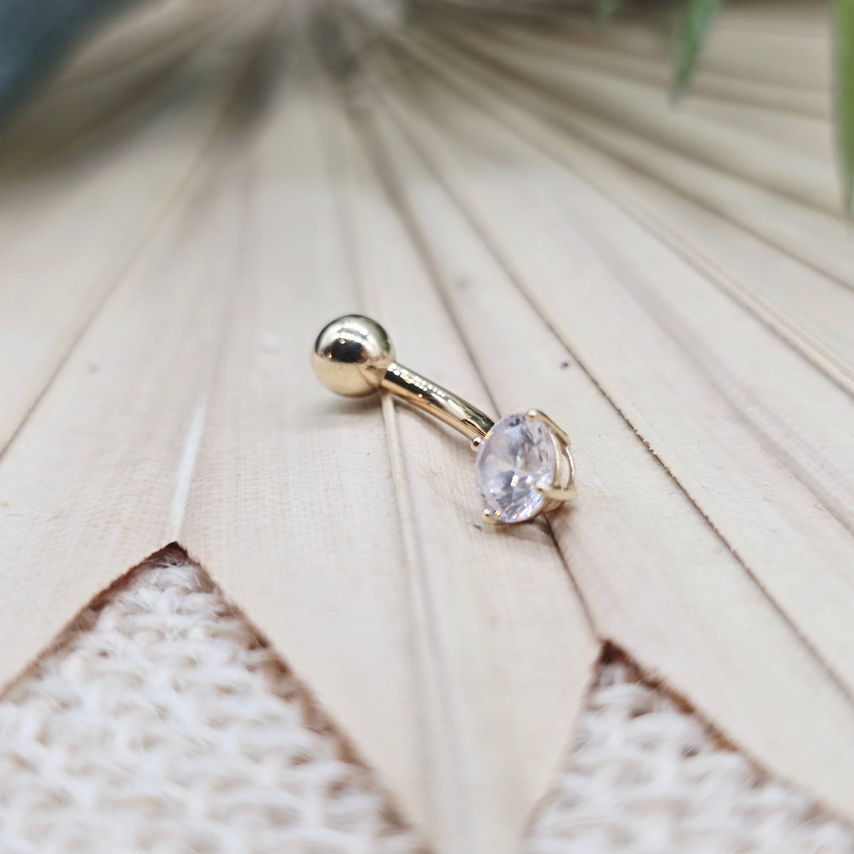 Gold Bauchnabel-Piercing 417 10kt Zirkonia Gr: 19*6mm