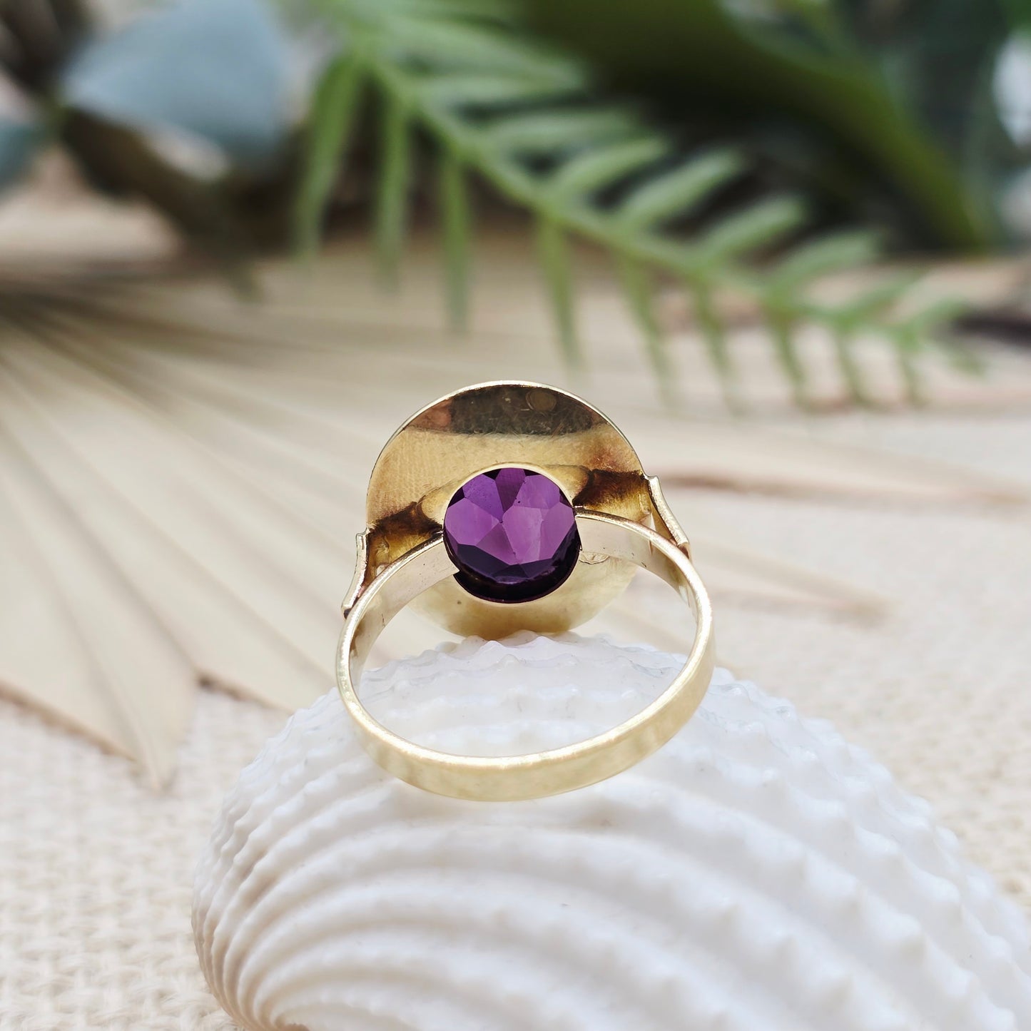 Ring Amethyst 585 14 KT Gold Gr. 56