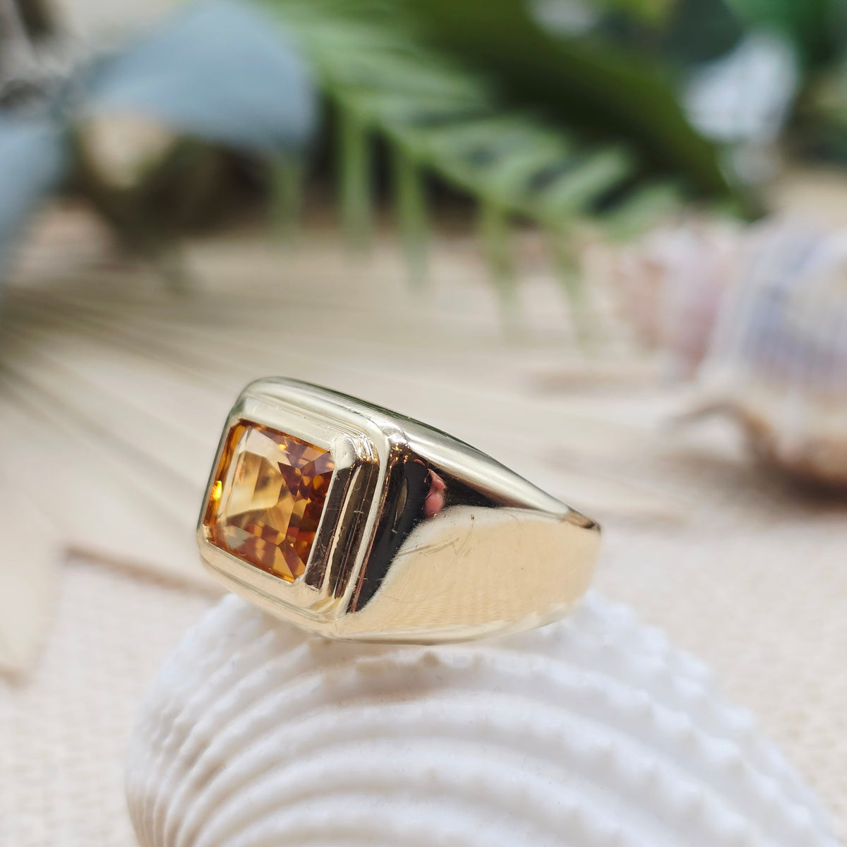 Ring 585 14 KT Gold Citrin Gr: 57