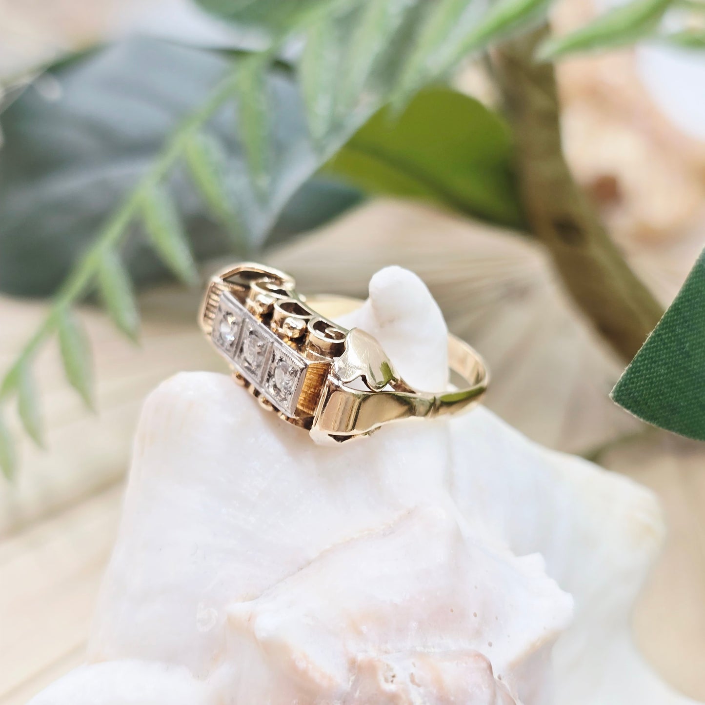 Ring Gold BC 585 14kt 3 Brillanten Gr: 55